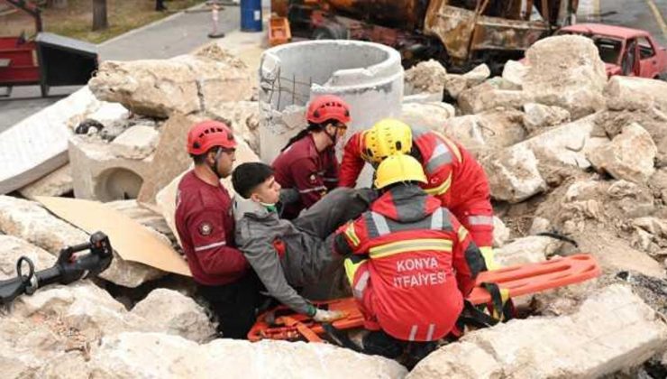 Konya İtfaiyesi’nden Kuzey Kıbrıslı itfaiyecilere eğitim ve tatbikat